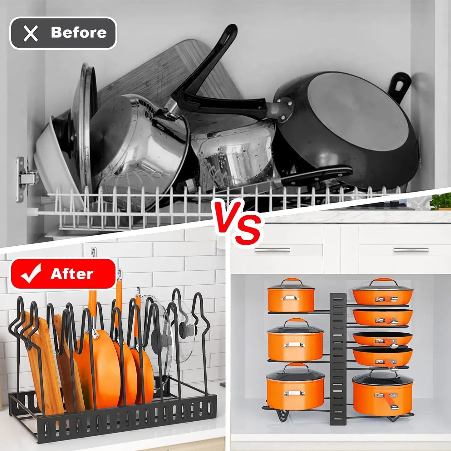 BBYSKITCHEN™ 8-Tier Adjustable Pot & Pan Organizer Rack (Ships from USA)