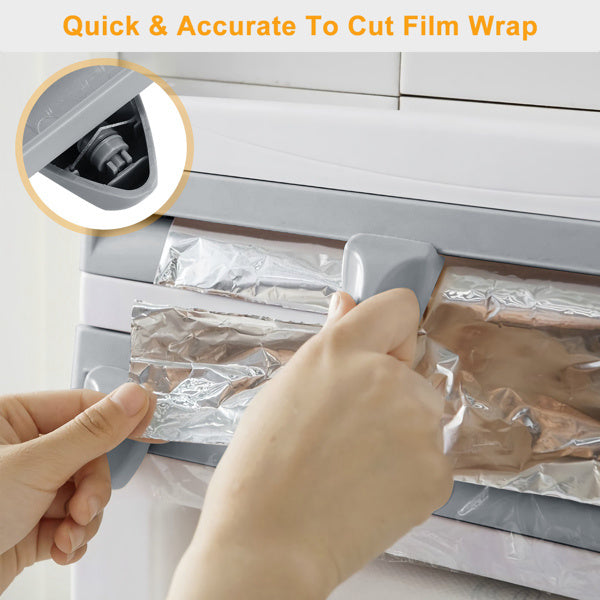BBYSKITCHEN™ 3-in-1 Magnetic Cling Film Dispenser with Cutter – Refillable & Wall-Mounted