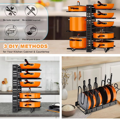 BBYSKITCHEN™ 8-Tier Adjustable Pot & Pan Organizer Rack (Ships from USA)