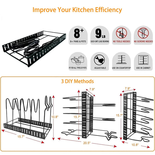 BBYSKITCHEN™ 8-Tier Adjustable Pot & Pan Organizer Rack (Ships from USA)