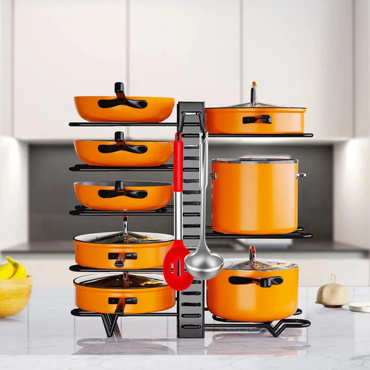 BBYSKITCHEN™ 8-Tier Adjustable Pot & Pan Organizer Rack (Ships from USA)